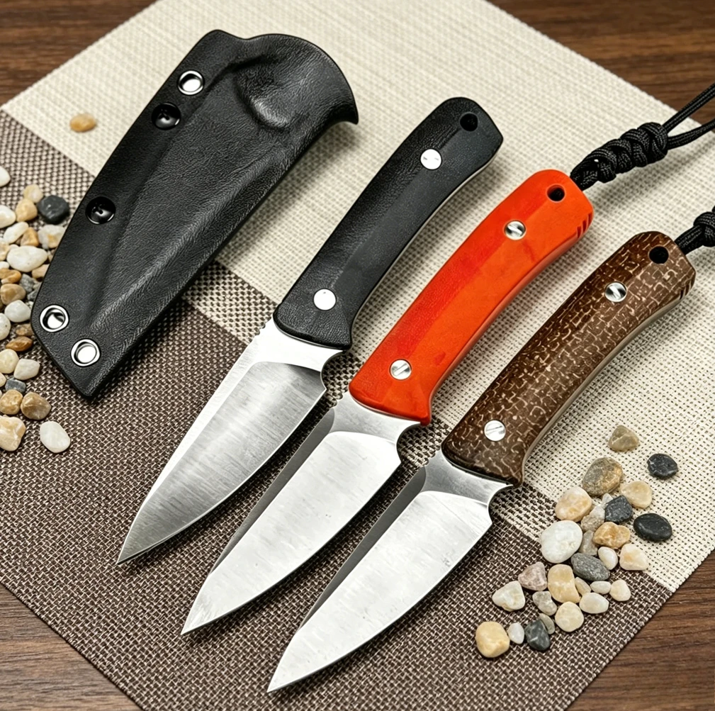 Hunting And Camping In Jungle - 携帯用アウトドアEDC（エブリデイキャリー）ジャングルサバイバル用固定刃ナイフ。高硬度8Cr13MoV鋼の刃とG10素材のハンドルを採用し、キャンプや狩猟に最適。